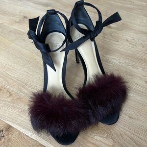 ALEXANDRE BIRMAN fur ankle tie heel